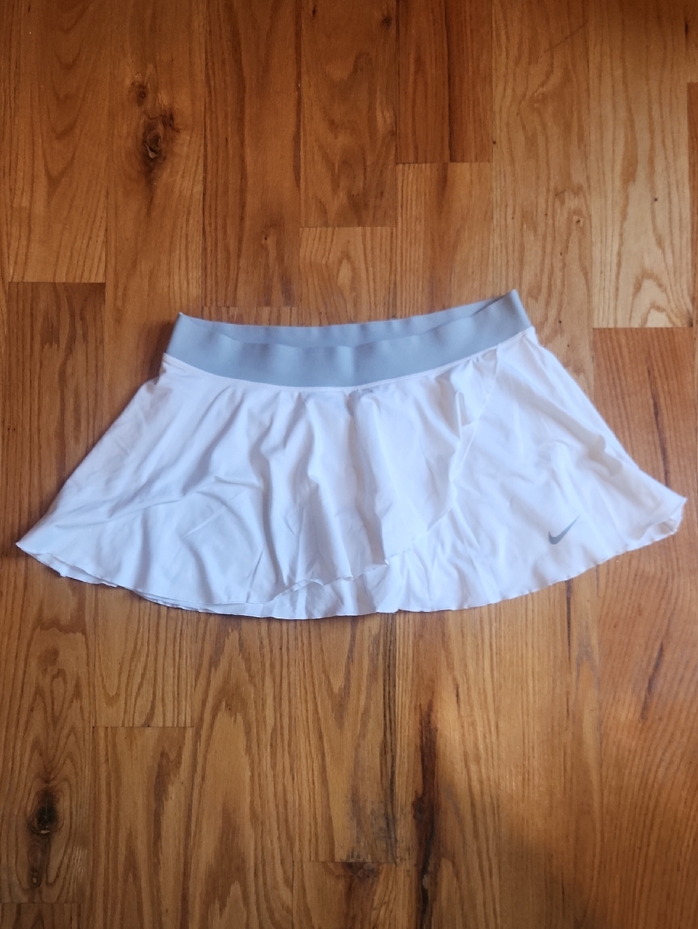 Nike White Tennis Skort With Flutter Crossover Front Panel